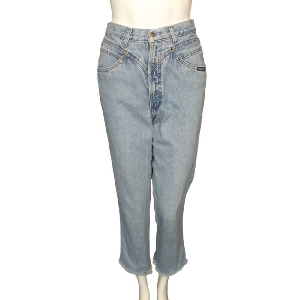 ROCKIES Jeans, 26" Waist, Cropped/Fringe, Acid Wash/Light Blue, 2 pocket Vintage